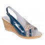 Sandale damă bleumarin din piele naturală lăcuită cu talpă pană S50LACBLM